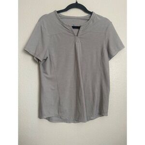 Kuhl Womens Grey Split V-Neck Embroidered Short Sleeve Hiking T-Shirt Size M